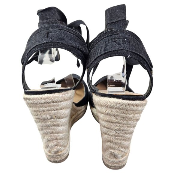 Steve Madden Barre Black‎ Closed Toe Lace Up Wedge Size 9M Faux Suede - Picture 5 of 10